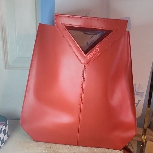 Kenzo Handbags - Kenzo Red Tote Bag with V-Shaped Design